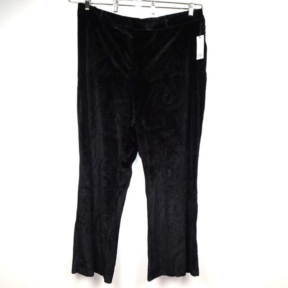 Dex Plus Velvet Pants Women's Plus Size 3X Black Paisley Textured - Picture 2 of 11